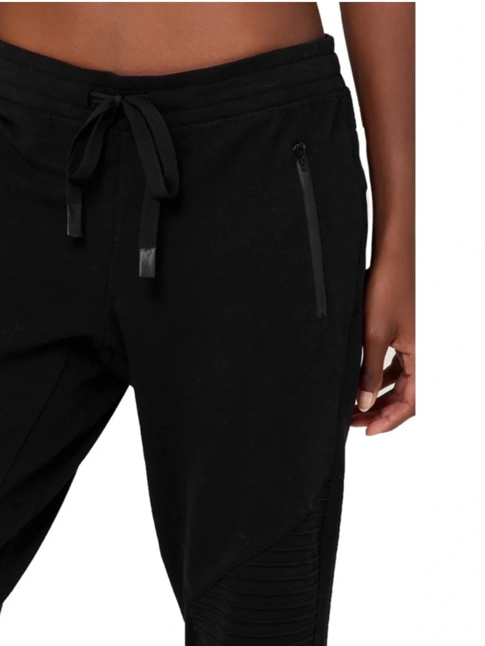 ALO Urban Moto Sweatpants Cuffed Joggers Black Size Large